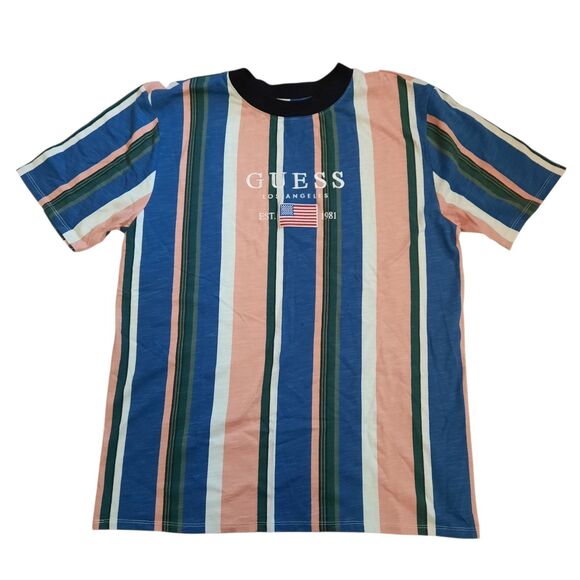 Vintage 1990s GUESS ORIGINALS Men's Striped Short Sleeve T-Shirt Medium - Picture 1 of 5